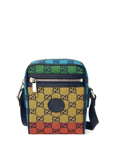 Gucci Gg Multicolor Canvas Messenger Bag In Yellow