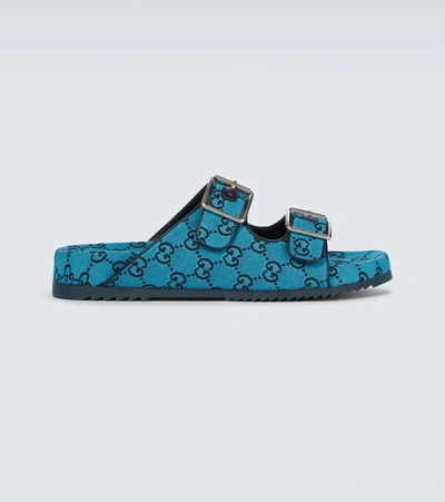 Gucci Gg Multicolour Sandals In Blue