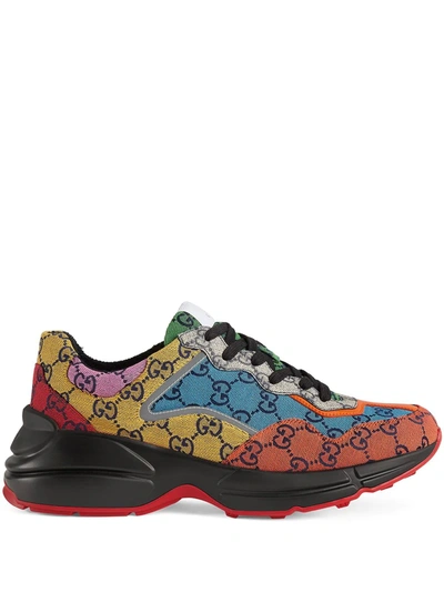 Gucci Gg Rhyton Multicolor Canvas Sneakers In Rot