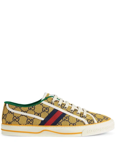 Gucci Men's Tennis 1977 Gg Multicolour Sneaker In Yellow And Blue