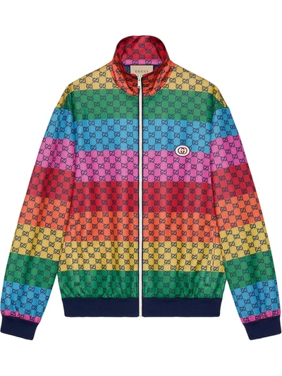 Gucci Gg Multicolour Zip-through Jersey Sweatshirt In Multicolor