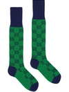 Gucci Gg Multicolour Cotton Blend Socks In Green