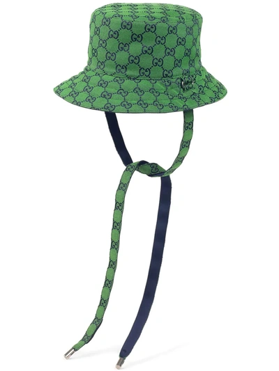 Gucci Gg Multicolor Reversible Bucket Hat In Green And Blue