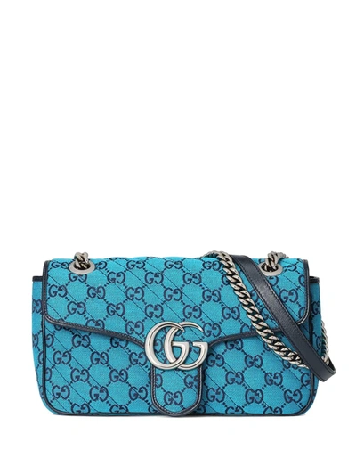 Gucci Gg Marmont Multicolour Small Shoulder Bag In Light Blue