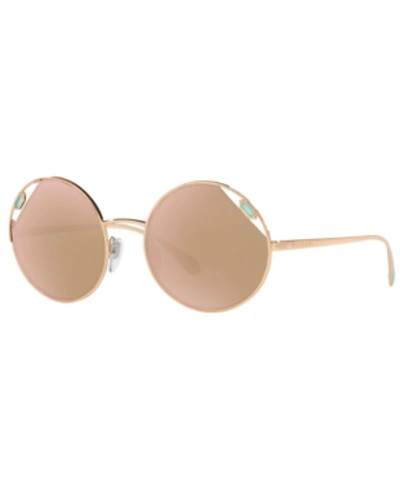 Bvlgari Stone-embellished Round Sunglasses In Pink Gold,clear Mirror Real Rose Gold