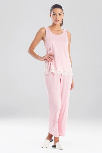 Natori Luxe Shangri-la Sleeveless Pajamas Set In Heather Rose Bloom/white