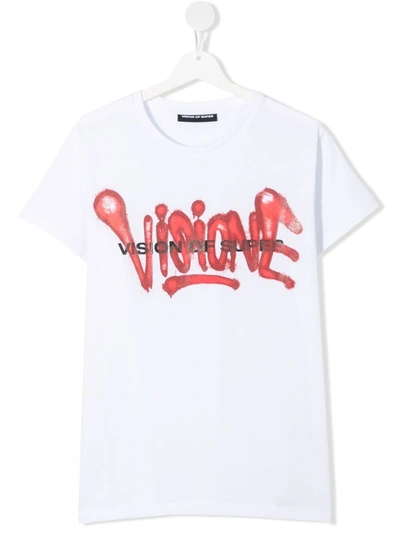 Vision Of Super Teen Graffiti Logo Print T-shirt In White