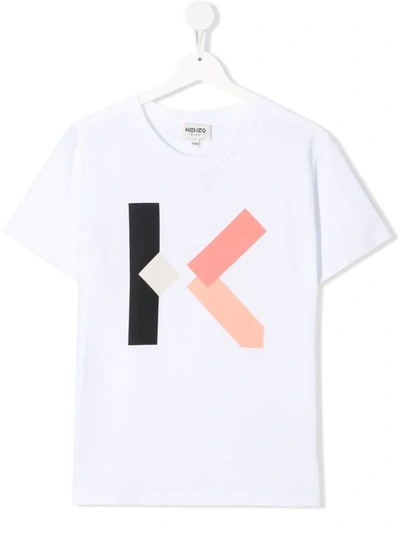Kenzo Kids' K-print Organic Cotton T-shirt In White