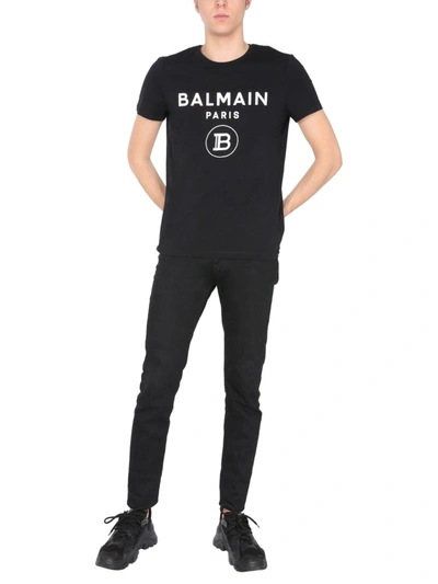 Balmain Crew Neck T-shirt In Black