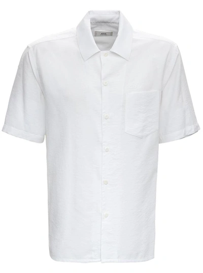 Ami Alexandre Mattiussi White Bowling Shirt In Viscose Blend