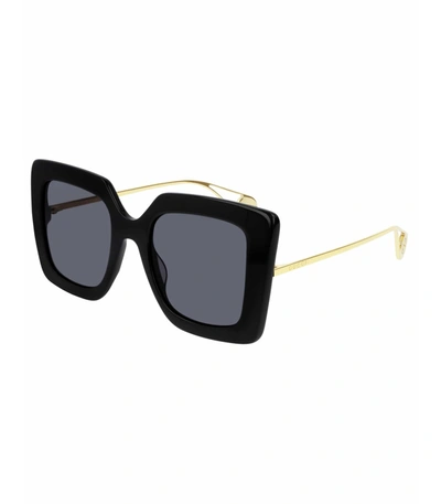 Gucci Black Square Sunglasses - Gg0435s In Blk/gld