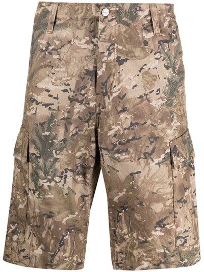 Carhartt Camouflage Print Cargo Shorts In Brown,black,green
