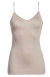Hanro Seamless Cotton V-neck Camisole In Cobblestone