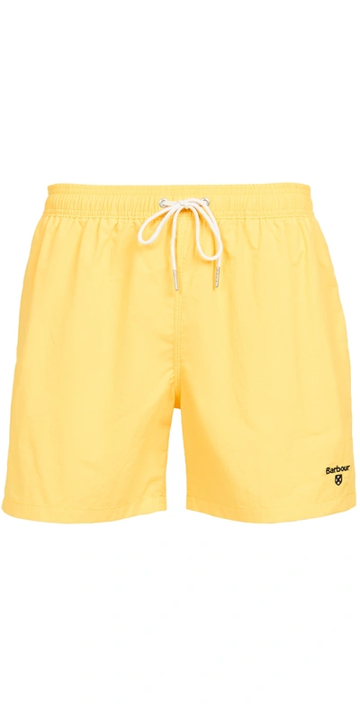 Barbour Men's Essential Solid 5" Swim Trunks In Sunbleached Yellow