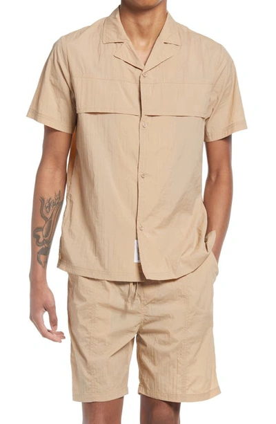 Native Youth Short Sleeve Button-up Shirt In Beige
