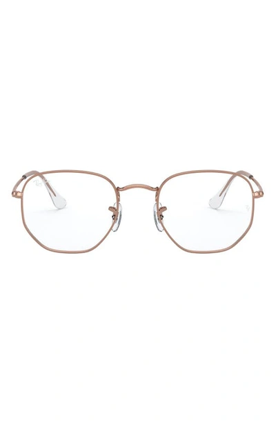 Ray Ban 54mm Optical Glasses In Rose Gold