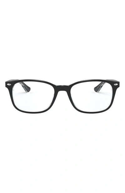 Ray Ban 51mm Square Optical Glasses In Top Black