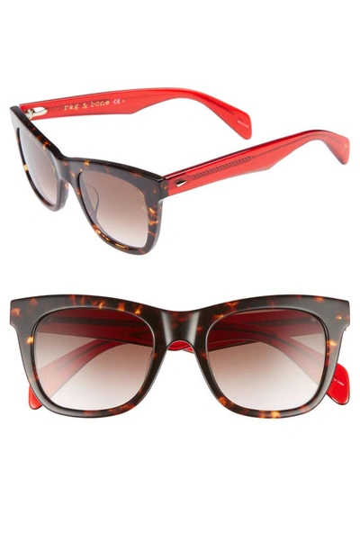 Rag & Bone 50mm Square Cat Eye Sunglasses In Havana Red
