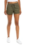 The North Face Aphrodite Motion Water Repellent Shorts In New Taupe Green