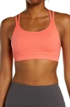 Zella Seamless Strappy Sports Bra In Coral Hot