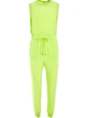 Alice And Olivia Zila Sleeveless Jumpsuit With Rib Trim In Neon Key Lime