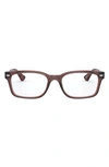 Ray Ban 51mm Square Optical Glasses In Brown Pink