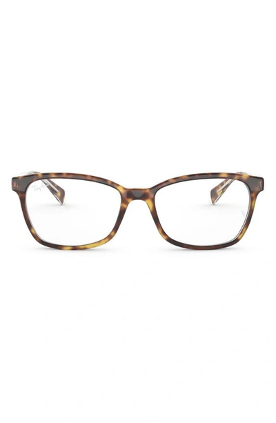 Ray Ban 52mm Square Optical Glasses In Top Havana On Transparent
