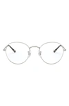 Ray Ban 49mm Round Optical Glasses In Matte Silver