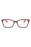Ray Ban 52mm Square Optical Glasses In Red