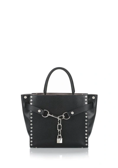 Alexander Wang Attica Chain Large Satchel In Black With Grommets - Black
