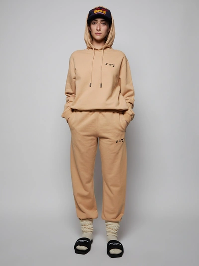 Off-white Ow Logo Slim-fit Sweatpant, Sand And Black In Beige