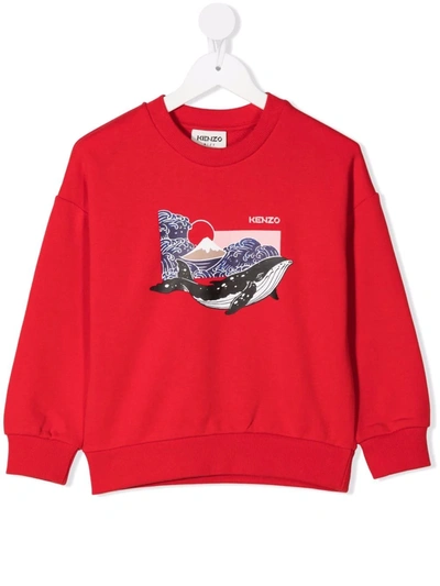 Kenzo Kids' Printed Cotton Sweatshirt In Red