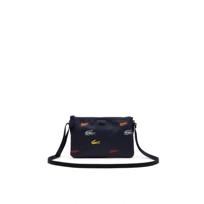 Lacoste Women's L.12.12 Concept Croc Print Zip Crossover Bag - Blue Fob