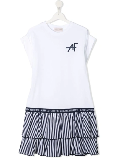 Alberta Ferretti Kids' Ruffle-detail Jersey Dress In White