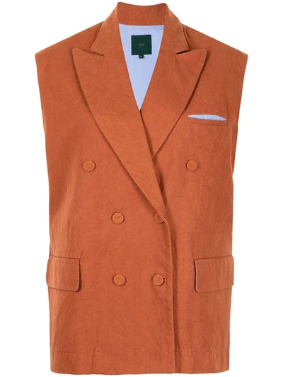 Jejia Sleeveless Double-breasted Blazer In Orange