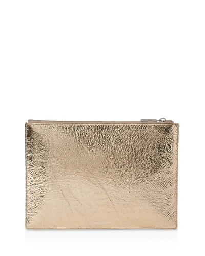 Whistles Metallic Medium Leather Clutch In Gold/silver