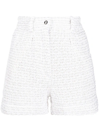 Iro Zelysa Metallic-thread Knit Shorts In White