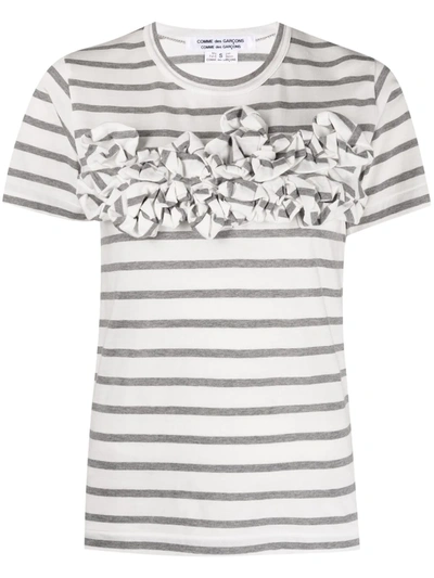 Comme Des Garçons Comme Des Garçons Stripe-print Ruffled T-shirt In White