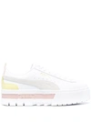 Puma Mayze Platform Leather Sneakers In White