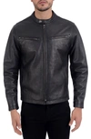 Frye Racer Crackle Leather Jacket In Black