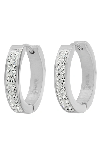 Hmy Jewelry Swarovski Crystal Hoop Earrings In Metallic