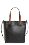 Madewell The Zip-top Medium Transport Leather Tote In True Black Brown