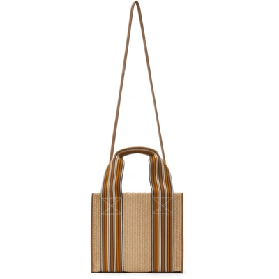 Loro Piana Beige Striped 'the Suitcase' Tote In Natural,saddle