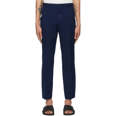 Maison Margiela Trousers Made Of Cotton And Linen Canvas In Blue