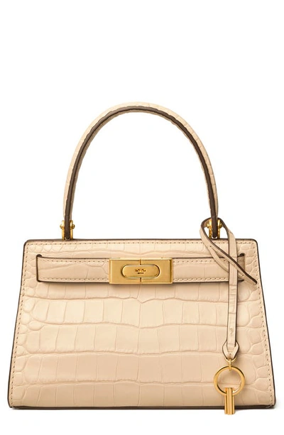 Tory Burch Lee Radziwill Croc Embossed Leather Tote In Clay