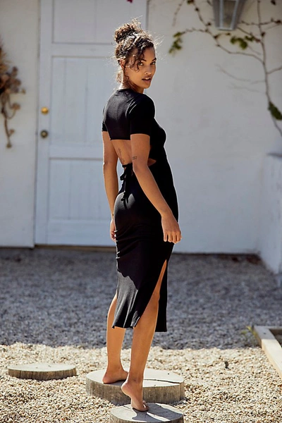 cut out rib dress Rib Knit Cut Out Dress - Black - M