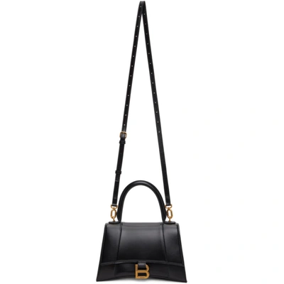 Balenciaga Black Shiny Small Hourglass Bag In 1000 Black