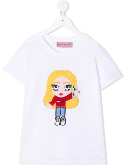 Chiara Ferragni Teen Embroidered-logo Cotton T-shirt In White