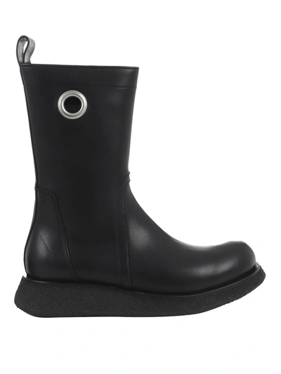 Rick Owens Eyelet Boots In Black