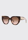 Prada Oversized Acetate Cat-eye Sunglasses In Tort Black